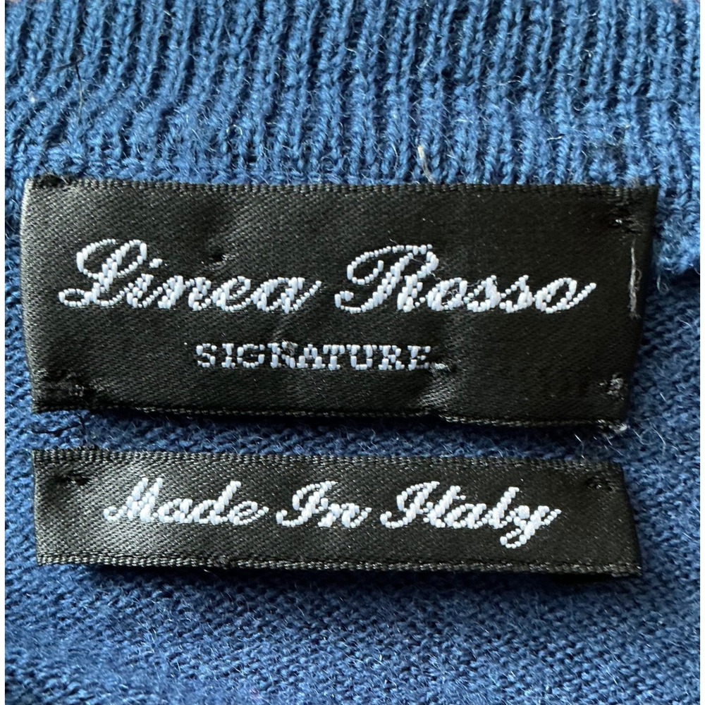 Linea Rosso Signature Designer Mens Blue V Neck Sweater XL Wool Blend Italy - Picture 5 of 9